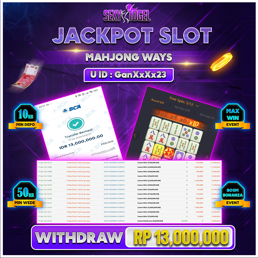 SEXYTOGEL JACKPOT SLOT MAHJONGWAYS Rp 13.000.000.,-LUNAS
