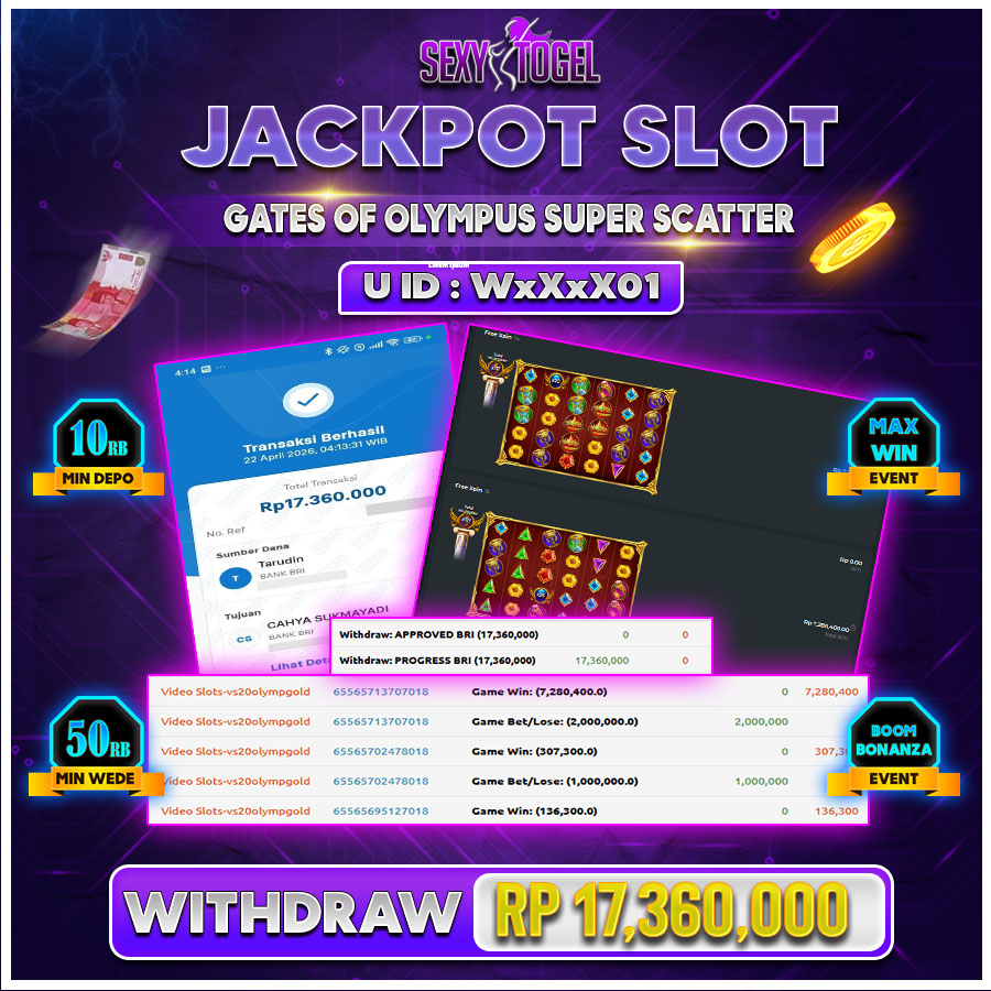 SEXYTOGEL JACKPOT SLOT GATES OF OLYMPUS SUPER SCATTER Rp.17.360.000.,- LUNAS 