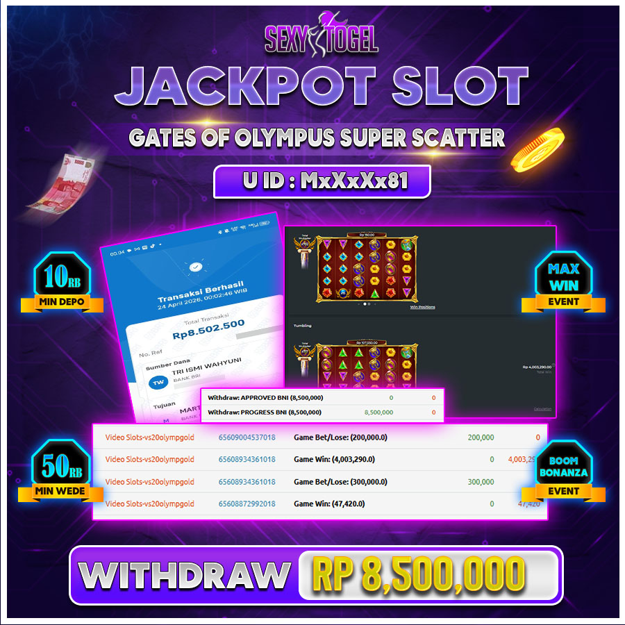SEXYTOGEL JACKPOT SLOT GATES OF OLYMPUS SUPER SCATTER Rp8.500.000.,- LUNAS 
