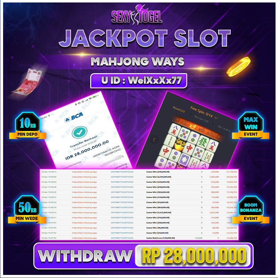 SEXYTOGEL JACKPOT SLOT MAHJONGWAYS Rp 28.000.000.,-LUNAS