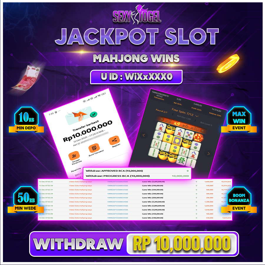 SEXYTOGEL JACKPOT SLOT MAHJONG WINS Rp 10.000.000.,-LUNAS