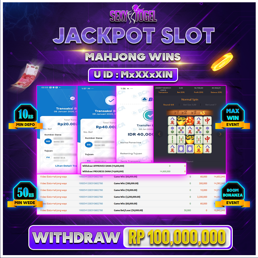 SEXYTOGEL JACKPOT SLOT MAHJONG WINS Rp 100.000.000.,-LUNAS