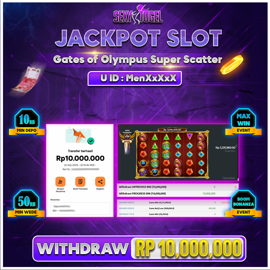 SEXYTOGEL JACKPOT SLOT GATE OF OLYMPUS SUPER SCATTER Rp.10.000.000.,- LUNAS