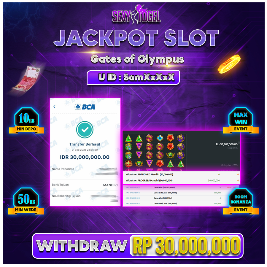 SEXYTOGEL JACKPOT SLOT GATE OF OLYMPUS 1000 Rp.30.000.000.,- LUNAS