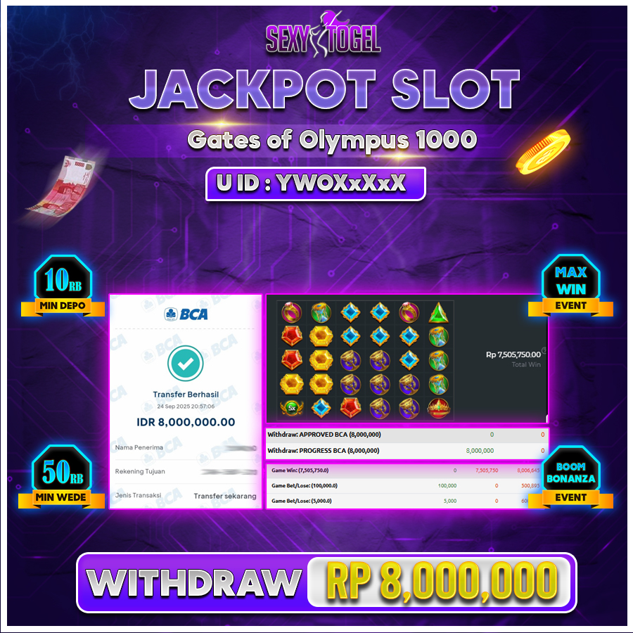 SEXYTOGEL JACKPOT SLOT GATE OF OLYMPUS Rp.8.000.000.,- LUNAS